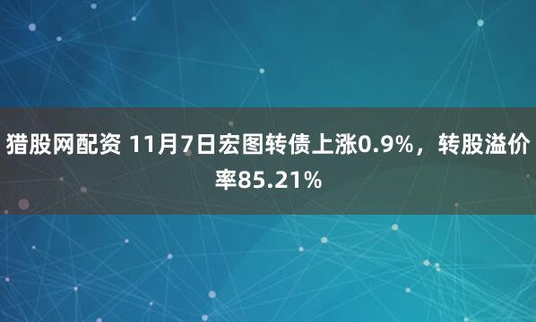 猎股网配资 11月7日宏图转债上涨0.9%，转股溢价率85.21%